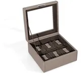 Friedrich23 Uhrenbox Bond Cross Grain mit Glasdeckel für 6 Uhren beige