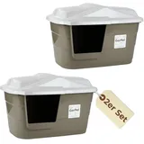 2er Set Hundehütte Katzenhütte Hundehöhle für kleine Hunde Katzenhöhle Hundehaus Katzenhaus Indoor Outdoor Wetterfest Kunststoff Drinnen Draußen