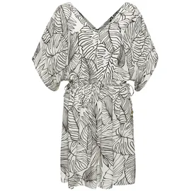 s.Oliver Longtunika "aus gekreppter Viskose mit verstellbarer Taille", Damen, Gr. 38, schwarz (creme, schwarz), Crêpe, Obermaterial: 100% Viskose, bedruckt, figurumspielend ca.
