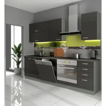 Küchen-Preisbombe Küchenzeile Bianca Basic II 240 cm Hochglanz Grau