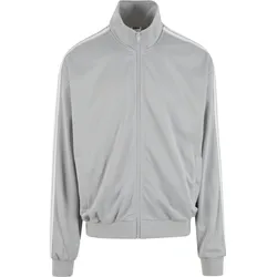 Trainingsjacke URBAN CLASSICS "Urban Classics Retro Tricot Track Jacket", Herren, Gr. 4XL, grau (lightasphalt), 100% Polyester, gestreift, klassisch, normal, amerikanischer Ausschnitt, Langarm, Jacken