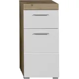 trendteam Amanda Badkommode 37 x 79 x 31 cm Weiß Hochglanz/Eiche
