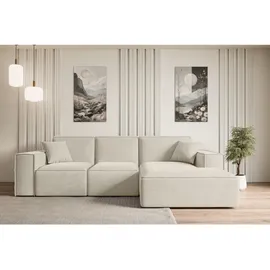 altdecor Ecksofa, Beige, Textil, 6-Sitzer, L-Form, Ottomane rechts, 266x165 cm, Wohnzimmer, Sofas - Couches, Wohnlandschaften, Ecksofas