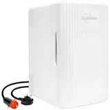 Koolatron Retro Mini Kühlschrank 6L 8 Dosen kleiner kühlschrank für Schlafzimmer Hautpflege beauty-minikühlschrank Lebensmittel Getränke Kosmetik Kinder Zuhause Auto & Reisen 12V Kühler/Wärmer (Weiß)