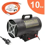 karpal 10 kW Gasheizer fuer Gasflasche Gasdruckregler 700mbar Gasschlauch Gasheizofen Gasheizgeraet Gasheizgeblaese Innenbereich, Camping - Schwarz