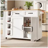 STILVORA Küchenwagen mit rollen Kücheninsel mit Steckdose,Buffetschrank mit Weinregal, (Kücheninsel, Küchenschrank, Buffetschrank, Speisewagen, 1 St., 2 Türen, 2 Schubladen, 4 Weinregal), mit Steckdosenleiste ausgestattet, Weinregal