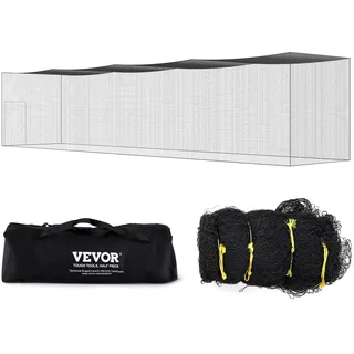 Vevor Baseball-Schlagkäfig-Netz mit Rahmen und Netz für Zuhause oder Hinterhof 55 Fuß, Baseballkäfig-Netz zum Schlagen und Aufstellen, Baseballnetz, Schlagkäfig, für Kinder oder Erwachsene Schwarz