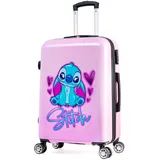 Disney Stitch Hartschalenkoffer 66.5 Zentimeter 50 Liter 4 Rollen Kombinationsschloss - Geschenke für Kinder(M/66.5cm - 50L, Rosa)