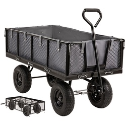 Miweba Bollerwagen MB-700, Transportwagen mit 700 kg Traglast, klappbar, Doppelachse, Stahlrahmen (Grau)