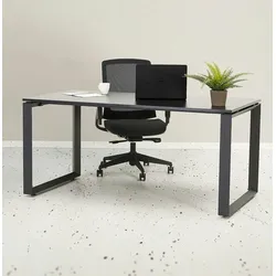 Kadima Design Bürotisch  160x80 cm  Designer Homeoffice ergonomisch hochwertig  Schwarz Holz-Metall  Schreibtisch