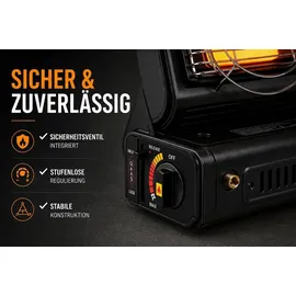 qivee Gasheizer 2 in 1 Infrarot Heizstrahler 2 kW schwarz