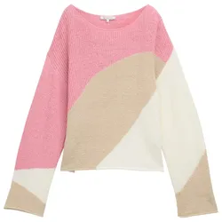 TOM TAILOR DENIM Damen Strickpullover mit Colour Blocking, rosa, Colour Blocking, Gr. L