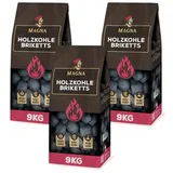 Magna Holzbriketts Holzkohlebriketts 27 KG (9KGx3), 27 kg