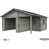 Palmako AS Blockbohlen-Garage, BxT: 510 x 550 cm (Außenmaße), Holz - grau