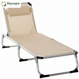Homaire Gartenliege Alu 4-fach Verstellbar Faltbar Ergonomisch Netzstoff Beige Für Garten & Terrasse