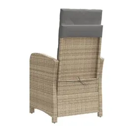 vidaXL Gartensessel Kissen 2Stk. Verstellbar Beigemischung Poly Rattan