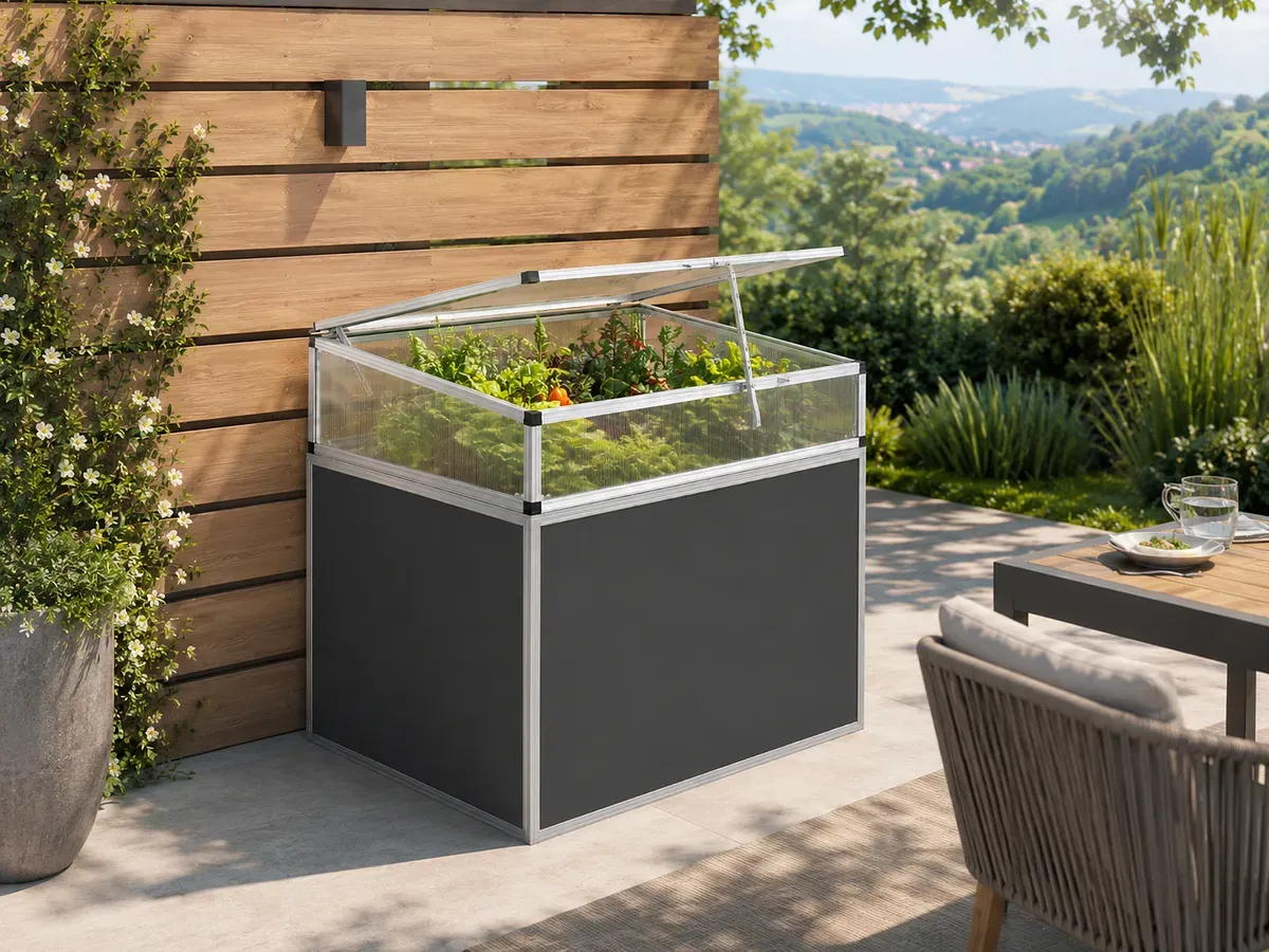 KGT Frühbeet Aufsatz für Aluminium Hochbeet 130 Profile pressblank (B1,21 x T0,91 x H0,77 m - 700 l)