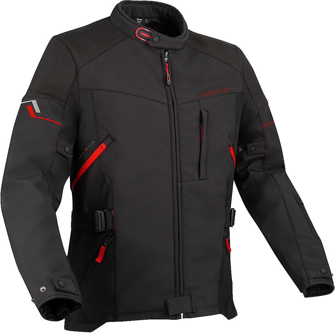 Bering Cobalt Motorfiets textiel jas, zwart-rood, 4XL Voorman