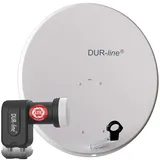 Dur-Line MDA 80 Hellgrau - Digiatale 2 Teilnehmer Satellitenschüssel Komplett-An...