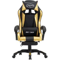 vidaXL Gaming-Stuhl mit Fußstütze Gold und Schwarz