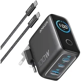 Anker 100W USB C Ladegerät, Smart Ladegerät, kompaktes 3-Port GaN Netzteil