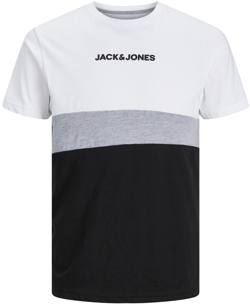 Jack & Jones Herren Rundhals T-Shirt JJEREID BLOCKING Regular Fit Weiß 12233961 XXL