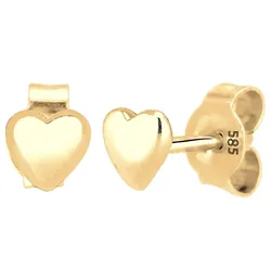 Elli PREMIUM Herz Liebe Geschenkidee 585 Gelbgold Ohrringe   Damen