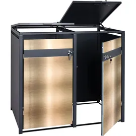 MCW 2er Mülltonnenverkleidung MCW-J82, Mülltonnenbox, erweiterbar, Metall 50kg, anthrazit ~