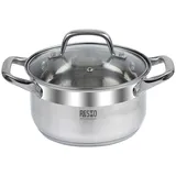 RESTO Edelstahltopf 18 cm, klein, small cooking pot 2 l - Milchtopf – Topf mit hitzebeständigem Glasdeckel, Messskala und nicht wärmeleitenden Griffen – beschichteter