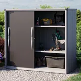 Gfp Geräteschrank Metall 180x75x161 cm Gartenschrank wetterfest mit Schiebetür in anthrazit inkl. Fußboden -