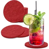 WORTEK Getränkeuntersetzer Filz-Untersetzer Rund für Gläser 8er Tischset, Zubehör für Tisch & Gläser, Set, 8-tlg., cm rot