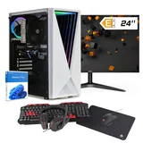 dcl24.de dcl24 Gaming PC Set komplett AMD Ryzen 5 4500, GTX1650 4GB - 500GB SSD, 16GB DDR4, Gamer PC mit 6x4.1 GHz, WLAN, 24" Monitor, Windows 11 Pro