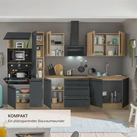 kochstation Küchenzeile Florida 300 cm schwarz