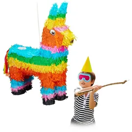 Relaxdays Pinata Set 4-tlg. Lama Gelb/Grün/Orange