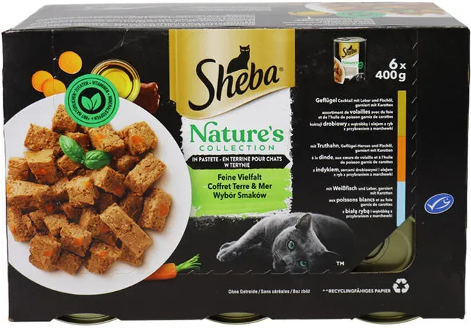 Sheba Katzenfutter Nature"s Collection in Pastete Feine Vielfalt, 6er Pack'