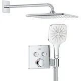 Grohe Precision SmartControl 310, Unterputz Duschsystem (31cm Regendusche mit Thermostat, Kopfbrause 1 Strahlart, Duschkopf mit 3 Strahlarten, Komplettset, 1,50m Duschschlauch), eckig, chom, 34876000