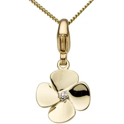 Charm Blume FIRETTI "Schmuck Geschenk Gold 375 Halskette Charmarmband Gold-Charm Blume", silber (gelbgoldfarben, silberfarben), Charms, Damen, Gelbgold 375
