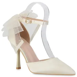 Damen Spitze Pumps in Creme