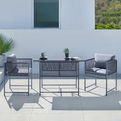 Balkonset Stella Grau Metall/Kunststoff/Textil/Glas