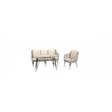 Sofas Gartenmöbel  Beige Couchtisch Sessel Moderne Rattan Hochwertig 3 Sitzer