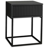 Stella Trading Livetastic Nachtschrank Graphit, Schwarz, Metall, 1 Schubladen, 40x52x38.5 cm