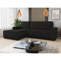 Sofnet Ecksofa Totti L, mit Schlaffunktion und Bettkasten, L-Form Couch, Cord Stoff, Schlafsofa mit Wellenfeder schwarz