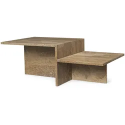 Ferm Living - Distinct Couchtisch, dunkelbraun Travertin-Stein