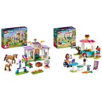 LEGO 41746 Friends Reitschule Set mit 2 Spielzeug-Pferden & 41753 Friends Pfannkuchen-Shop Set