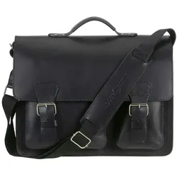 Ruitertassen Lehrertasche Leder 3 Fächer Schultasche Aktentasche schwarz Damen Herren 40x30cm