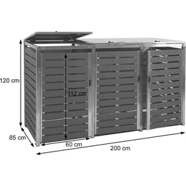 MCW Mülltonnenverkleidung K14 200 x 120 x 85 cm grau