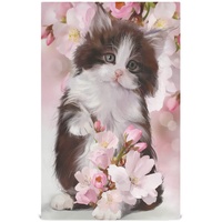 Mnsruu Küchentücher mit niedlichem Katzenkätzchen, rosa Kirschblüten, Geschirrtuch, Geschirrtuch, Geschirrtuch, 4 Stück, super saugfähig, weich, 71 x 46 cm