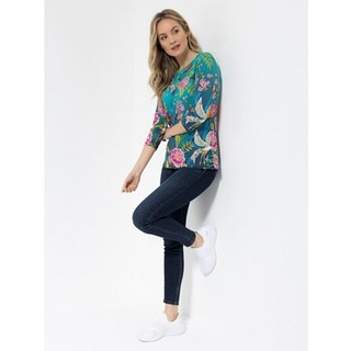 ANNI FOR FRIENDS Shirt, 3/4-Arm Rundhalsausschnitt Allover-Druck figurumspielend