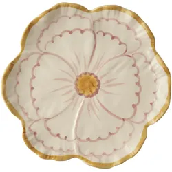 RICE Keramik Beilagenteller Blume, gelber Rand Ø 19 cm