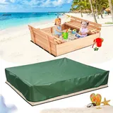 Wasserdichte Sandkastenabdeckung Mit Kordelzug, Oxford-gewebe, Grün, 180 × 180 × 20 Cm